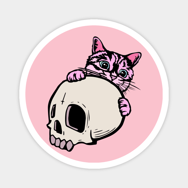 Cute Cat & Skull Pastel Goth Magnet by J & M Designs